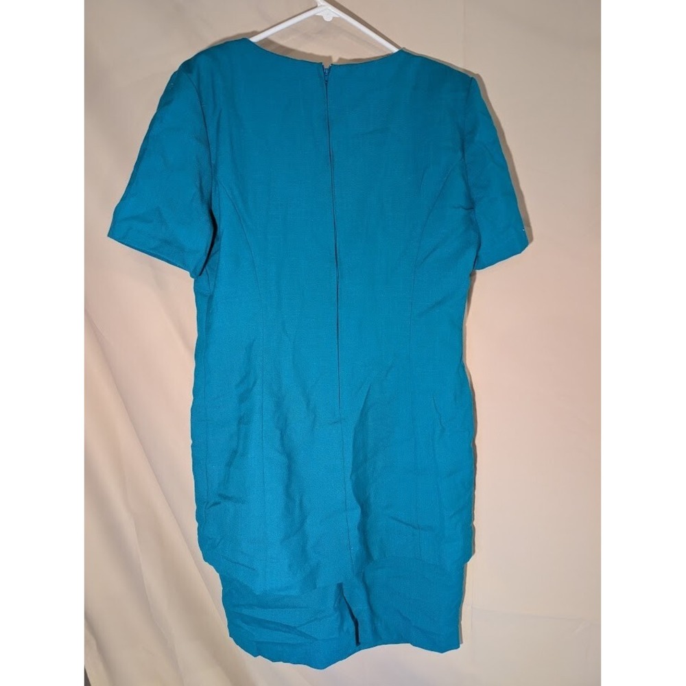 Ultra Dress New York Teal Short Sleeve Dress Women's 12 Made in USA‎ Vintage - Picture 2 of 3